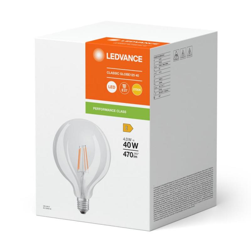 Ledvance E27 LED Kugellampe Globe 125 Classic klar 4W wie 40W 2700K warmweißes Licht